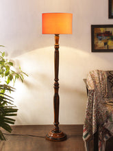 Orange Cotton Wooden Floor Lamp